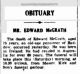 Obituary - Edward McGrath, 1938